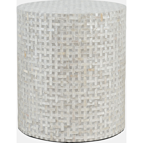 Global Archive Small Capiz Accent Side Table in Grey Basketweave